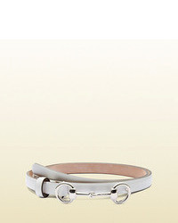 Gucci Leather Skinny Belt With Horsebit Buckle