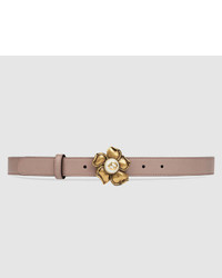 Gucci Leather Belt With Metal Flower