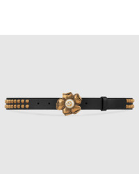 Gucci Leather Belt With Metal Flower