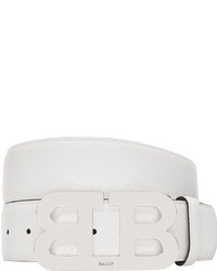 Bally Mirror B Carbon Leather Belt With Silver Buckle
