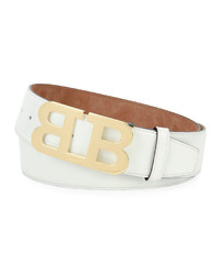 Bally Mirror B Patent Leather Belt White