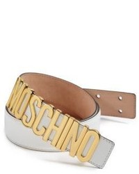 Moschino Saffiano Leather Logo Belt 