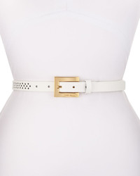 Vince Camuto Slim Diamond Perforated Leather 20mm Belt White