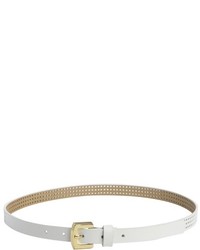 Vince Camuto White Leather Perforated Skinny Belt