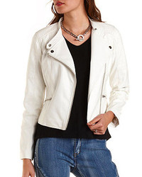 Charlotte Russe Quilted Faux Leather Moto Jacket