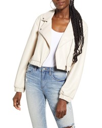 BLANKNYC Drop Shoulder Faux Leather Crop Moto Jacket