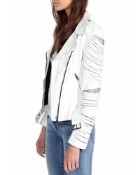 Nour Hammour Cosmic Debri Leather Jacket White