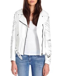 Nour Hammour Cosmic Debri Leather Jacket White
