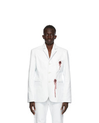 Mowalola White Leather Bloody Blazer