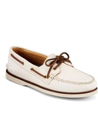 Sperry Topsider Shoes Gold Cup Authentic Original 2 Eye Boat Shoe Ivory Leather