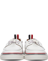 Thom Browne White Leather Boat Shoes
