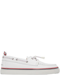 Thom Browne White Leather Boat Shoes