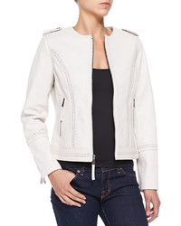 Neiman Marcus Leather Jacket W Lace Up Stitching