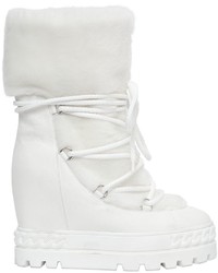 Casadei 120mm Shearling Leather Lace Up Boots