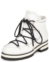 Jimmy Choo Ditto Lace Up Rabbit Fur Boot White