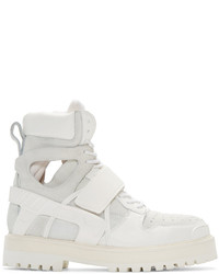 Hood by Air White Leather Suede Avalanche Boots