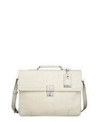 Tumi Astor Dorilton Slim Flap Embossed Leather Briefcase White One Size