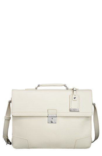Tumi Astor Dorilton Slim Flap Embossed Leather Briefcase White One 