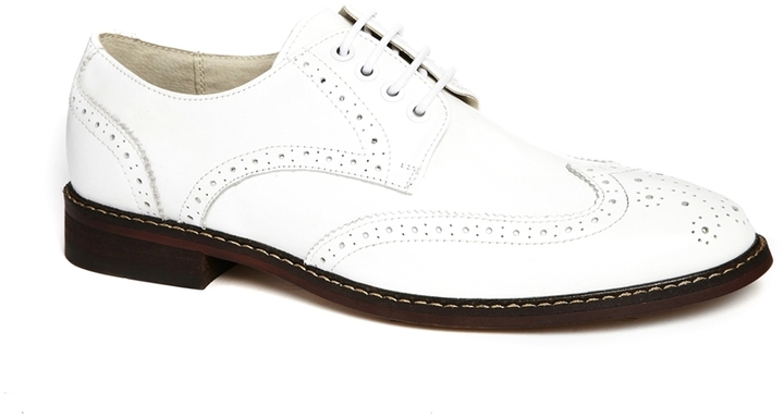 Asos Brogue Shoes In Leather White, $114 | Asos | Lookastic