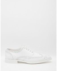 Asos Brand Oxford Brogue Shoes In White Leather