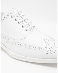 Asos Brand Oxford Brogue Shoes In White Leather