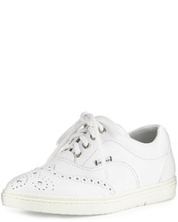 Jimmy Choo White Brogue Leather Brianローファー