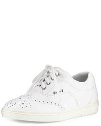 Jimmy Choo Brian Wing Tip Leather Low Top Sneaker White