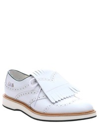 Gucci Great White Leather Fringe Detail Oxfords