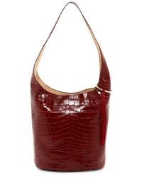 Elizabeth and James Finley Courier Croc Embossed Leather Bucket Bag