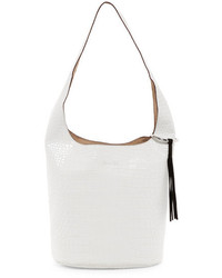 Elizabeth and James Finley Courier Croc Embossed Leather Bucket Bag