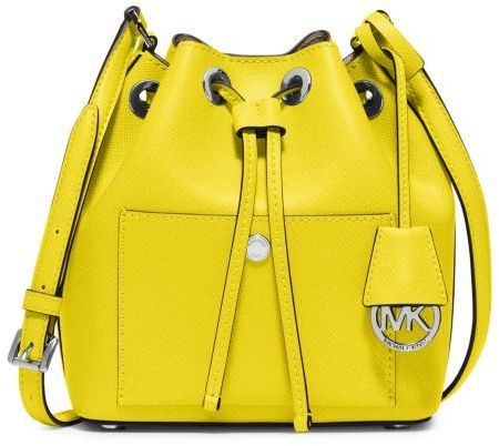 Michael Kors Greenwich Small Saffiano Buttermilk Yellow Logo Crossbody Bag  RARE