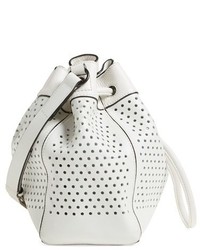 Rag & Bone Mini Aston Perforated Leather Bucket Bag White