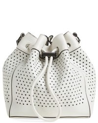 Rag & Bone Mini Aston Perforated Leather Bucket Bag White