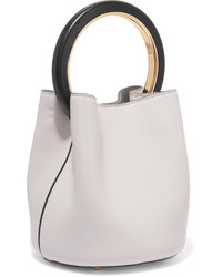 Marni Pannier Leather Mini Bucket Bag White