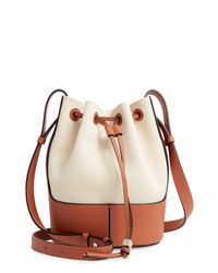 Loewe Small Balloon Woven Cotton Leather Bucket Bag