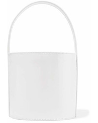 Staud Bissett Patent Leather Bucket Bag White