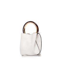 Marni White Panier Resin Handle Leather Bucket Bag