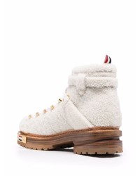 Thom Browne Shearling Logo Plaque Lace Up Boots