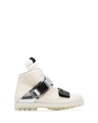Rick Owens White And Metallic Silver Rotterhiker Leather Boots