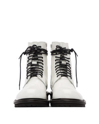 Ann Demeulemeester White Leather Lace Up Boots
