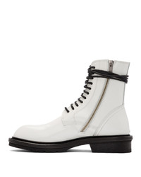Ann Demeulemeester White Leather Lace Up Boots