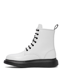 Alexander McQueen White Leather Lace Up Boots