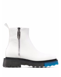 Off-White Contrast Panel Ankle Boots