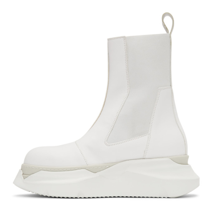 Rick Owens DRKSHDW White Abstract Beetle Boots, $435 | SSENSE | Lookastic