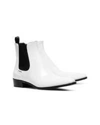 Prada White Cowboy 30 Leather Ankle Boots