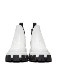 Prada White Patent Ankle Boots