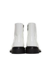 Prada White Patent Zip Boots