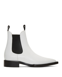 AMI Alexandre Mattiussi White Pointed Chelsea Boots