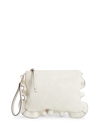 Sole Society Adelina Faux Leather Ruffle Clutch