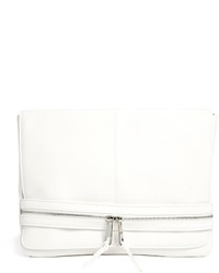 Asos Casual Clutch Bag With Front Strap And Chunky Zips White